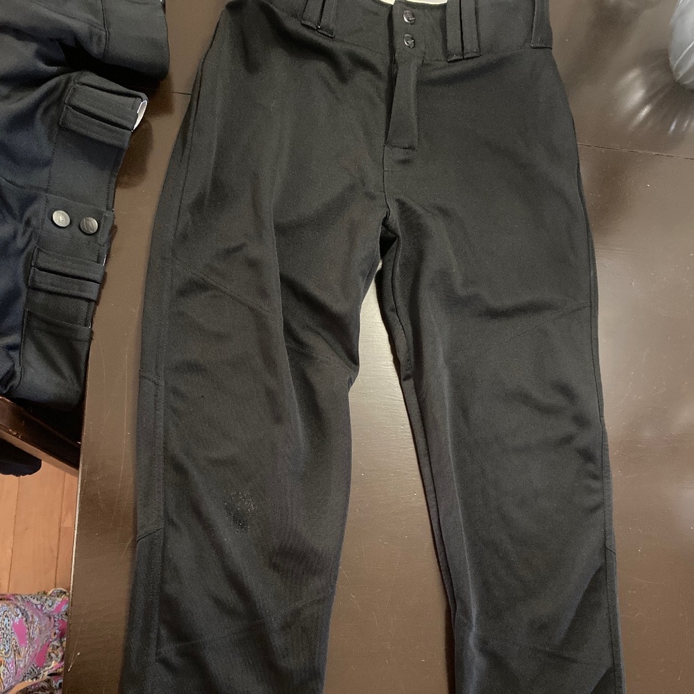 Lot of 4 baseball pants. 1 gray adidas medium fits like YL 3 black